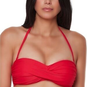 BAR III Twist Bandeau Bikini Top, swimsuit  In Paradise Pink size  L New